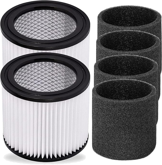 HEPA Vacuum Cleaner Replacement Filter Compatible with Shop-Vac 90398, 903-98, 9039800, 903-98-00 Hangup Wet/Dry Vacuum Cleaner Spares Cartridge Filter (Pack of 2+4) - AquaVibe