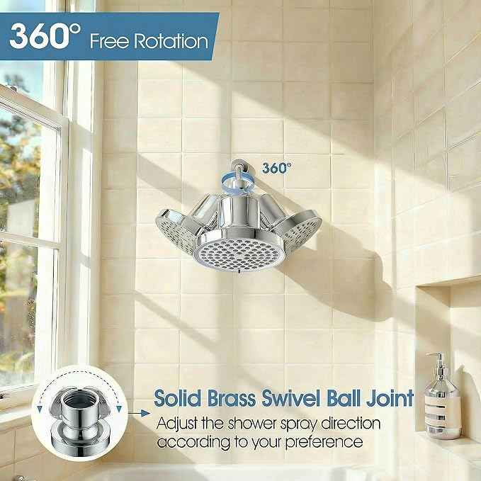 6" Shower Head and 25 Stage Shower Filter Combo, High Pressure 7 Spray Settings Filtered Showerhead with Water Softener Filter Cartridge for Hard Water Remove Chlorine and Harmful Substances(Chrome)