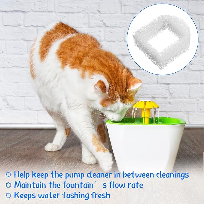 Zonon 15 Pcs Cat Water Fountain Filters, Pet Fountain Replacement Foam Filters, Compatible with Drinkwell Pet Fountains Filter Ceramic, Stainless Steel, Plastic, 360 Pets Water Fountains Filter Foam