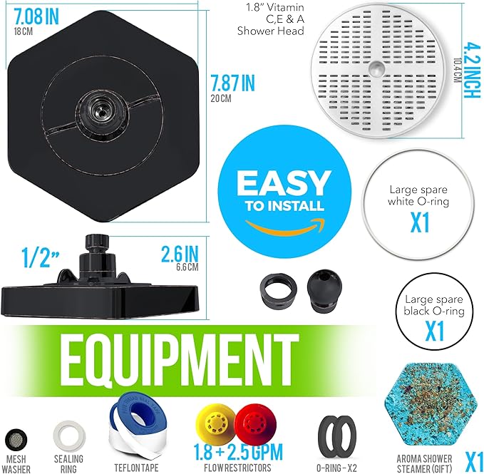 AquaHomeGroup Luxury Filtered Shower Head - High Pressure Rain Showerhead with Filter for Chlorine, Rust, Sediments - Water Filter Shower Head with Vitamin C E A (Patent Pending) (Oil rubbed bronze)