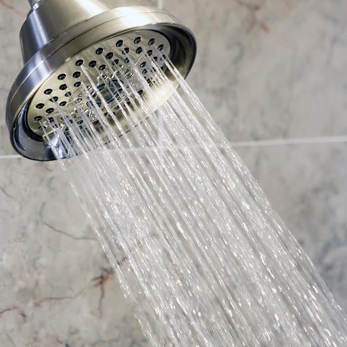 Shower Massage Head With Mist - High Pressure Boosting, Multi-Function, Massager Rainfall Showerhead For Low Flow Showers & Adjustable Water Saving Nozzle, 1.8 GPM - Brushed Nickel - AquaVibe