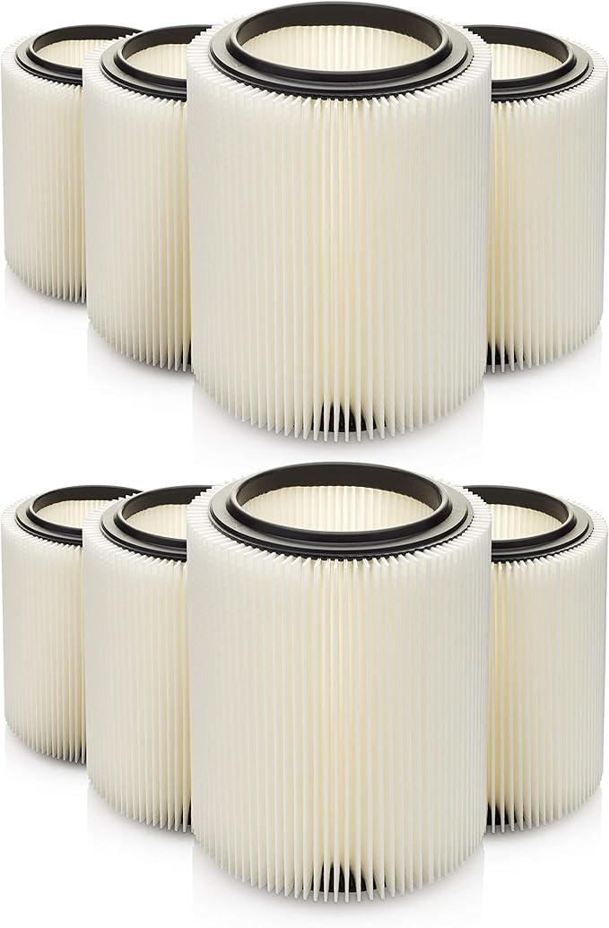 Kopach Replacement Filter for Craftsman and Ridgid Shop Vacs Part #s 9-17816, 9-17912 & Part #s VF4000, VF5000, 8 Pack, Deluxe Fine Particle Filter