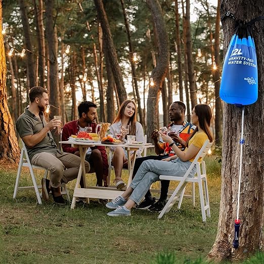 Membrane Solutions Gravity Water Filter Max 12L with Detachable Shower, NSF/ANSI 42&372&401 Certified, 0.1μm Water Purifier Camping with Adjustable Tree Strap Storage, Survival Gear for Emergency Kits