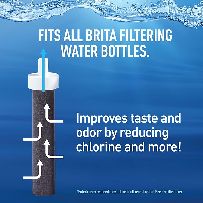 Brita Stainless Steel Premium Filtering Water Bottle, BPA-Free, Reusable, Insulated, Replaces 300 Plastic Water Bottles, Filter Lasts 2 Months or 40 Gallons, Includes 1 Filter, Glacier - 20 oz