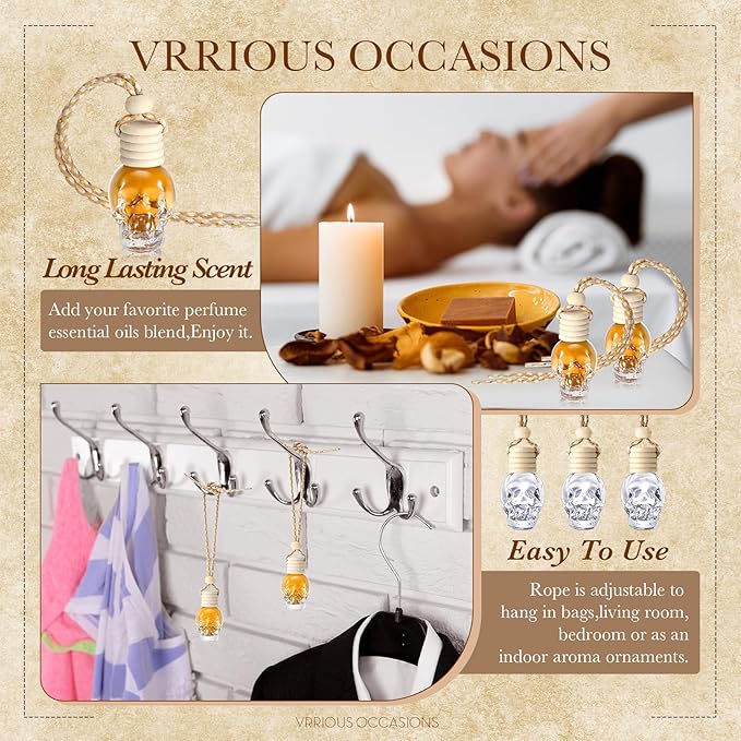 BBTO 100 Pcs Car Air Fresheners Diffuser with Wooden Cap - Empty Aromatherapy Diffuser Clear Fragrance Holder Pendant Hanging Perfume Fresheners for Car Decor (Clear Spooky)