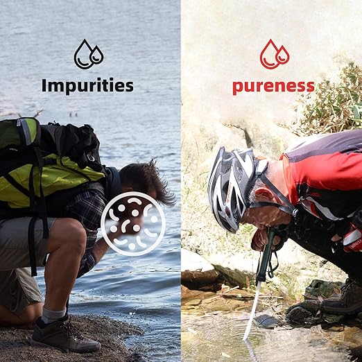 Personal Water Filter, Water Straws,99.999% Impurities Removal, 5000 Liters Capacity, Water Purifier Survival, for Hiking, Camping, Travel, Backpacking, Outdoor Activities, 5 Stage Filtration