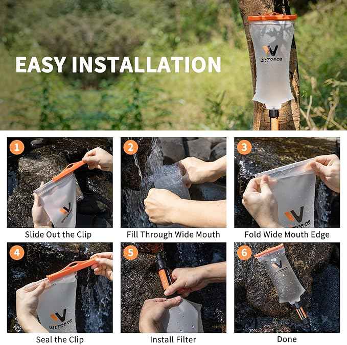 Water Bag 2L Compatible with Sawyer Squeeze Water Filter, Durable TPU Material, BPA & PVC Free Squeeze Pouch, Collapsible Hydration Canteens for Camping Hiking Cycling Fishing or Traveling