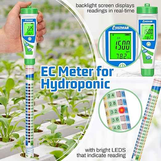 Digital Conductivity Tester (EC, ppm 500, ppm700, CF) PPM and EC Meter Truncheon Nutrient Meter with Light Indicator for Hydroponics Gardening, Hydroponics Growing Tent and Reservoir