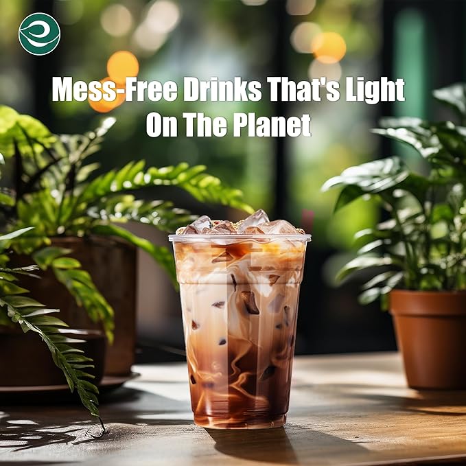 ECO SOUL 50 Pack Compostable Party Cups 16 oz Plant-Based Disposable Clear Cold Cup for Wine, Coffee, Smoothie & Soda Drinks | Cocktail Parties & Birthdays | Non-Toxic & BPA-Free Zero Plastic Glass