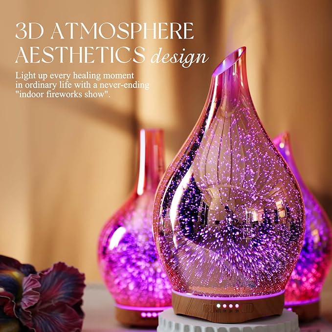 Porseme 280ML Essential Oil Diffuser, Aroma Ultrasonic Humidifier with Remote Control, BPA Free, Auto Shut-Off, Timer Setting