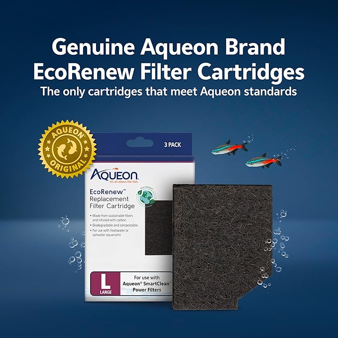 Aqueon Genuine EcoRenew Filter Cartridges, for Freshwater and Saltwater Aquariums, Large, 3-Pack - AquaVibe