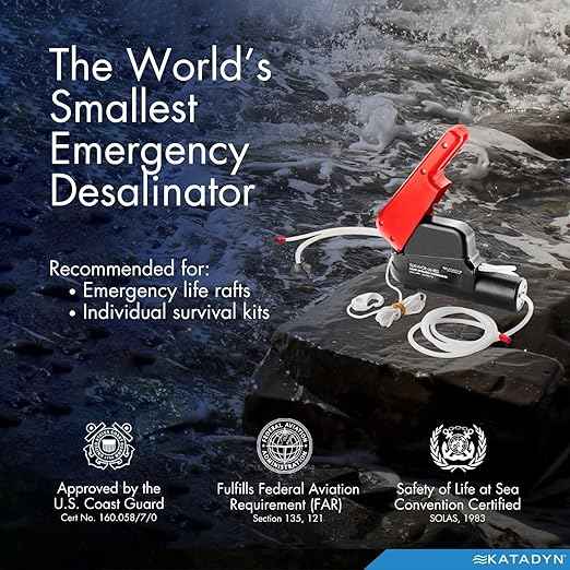 Katadyn Survivor 06-LS-RES Hand Powered Desalinator for Seawater - Compact, Portable, and Durable Reverse Osmosis Water Filter for Life Rafts, Survival Kits, and Marine Use