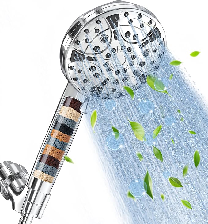 Filtered Shower Head with Handheld: High Pressure 8-Setting Showerhead for Hard Water, Detachable Extra Long 71
