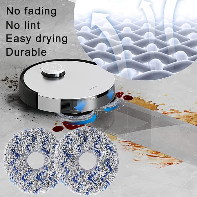 GYLBF Accessories Kit for Ecovacs Deebot X1 Omni, Replacement Parts for Ecovacs Deebot X1 Turbo Vacuum Cleaner, 1 Main Brush, 2 HEPA Filters, 4 Sidebrushes, 4 Mop Pads, 4 Dust Bags - AquaVibe