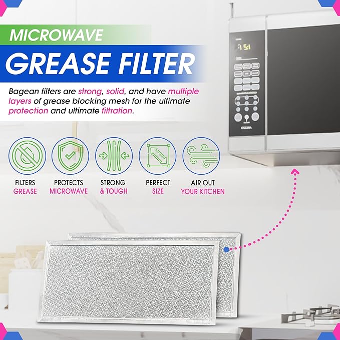 Microwave Filter Replacement 5.78" x 12.91" Fits W10208631A Whirlpool Microwave Filter - Aluminum Mesh Screen Grease Filters - Freshens and Filters Kitchen Air in Over the Range Oven Vent Fan (1-Pack)