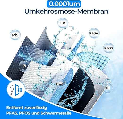 Ecoviva Reverse Osmosis Water Filtration System, 600GPD, Reverse Osmosis System, Drinking Water, 8 Stage Filtration, 2.5:1 Osmosis System, Drain Ratio, RO and Filtered Water