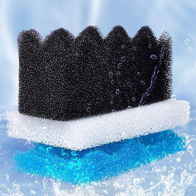 15 Pcs Filters Media Set Compatible with Fluval 106/107 Foam Aquarium Filters, Including Blue White Black Foam for Replacement Filter Media Kit - AquaVibe