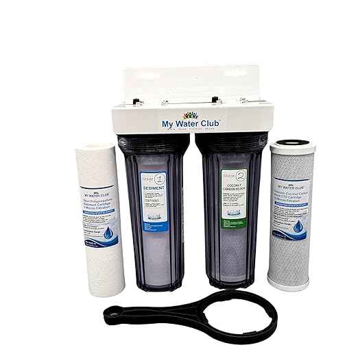 MyWaterClub 2-Stage (Dual Stage) Whole House Water Filtration System, 3/4" Inlet/Outlet, with an Extra Set of Replacement cartridges (Clear Housing Body)