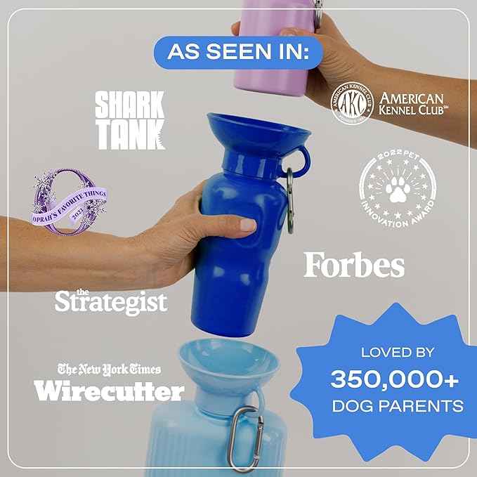 Springer Dog Water Bottle | Portable Travel Water Bottle Dispenser For Dogs - As Seen on Shark Tank | Patented, Leak-Proof Bottles Fill Bowl With Water - Ideal for Walking | BPA-Free 44oz Blue