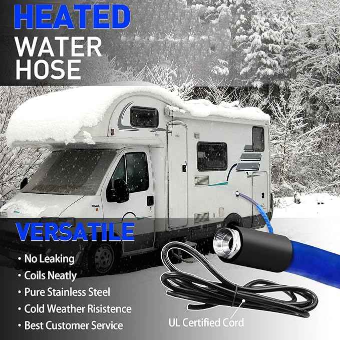 50FT Heated Water Hose for RV,Rv Heating Water Hose,-45 ℉ Antifreeze Heated Garden Water Pipe,Rv Accessories for Camper