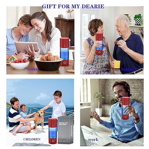 Tritan Hydrogen Water Bottle Generator - 5Min Quick Electrolysis Hydrogen Water Machine, madeking Portable Rechargeable Hydrogen Rich Water Cup Maker, Good for Travel, Sports, Gift, Type C (red)