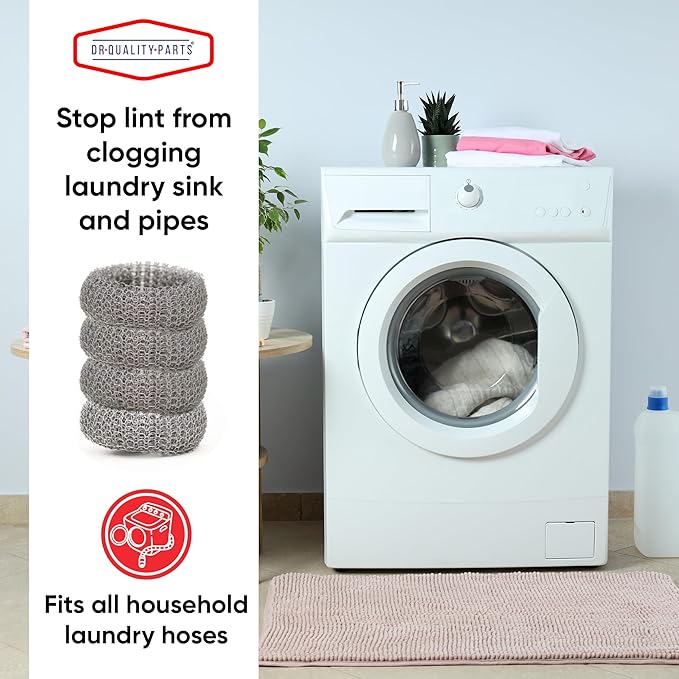 Washing Machine Lint Trap – Stainless Steel Hose Filter, Mesh Drain Catcher, Washer Sock Lint Remover, Rust-Free Snare Laundry Filter with Nylon Cable Ties, 29cmx6.5cm – 40-Pack