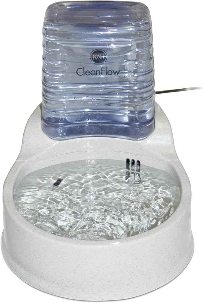 K&H Pet Products CleanFlow Filtered Pet Water Bowl With Reservoir Large 2gal + 1.5gal Granite