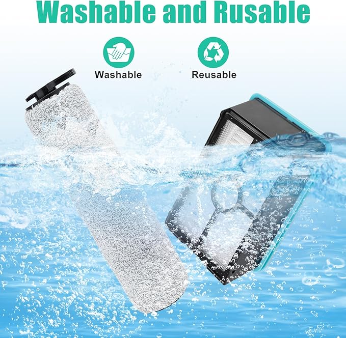 3881 Replacement Roller Brush Filter for Bissell Crosswave HF2/3845N/3831 Floor Scrubber Vacuum, for Bissell Crosswave Replacement Parts, 2 Roller Brush Replacement 2 HEPA Filter - AquaVibe