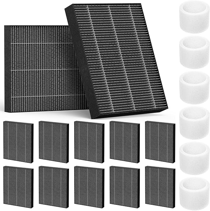 6000S Filters Replacement Compatible with LEVOIT Superior 6000S Smart Evaporative Humidifier, 12 Pack Gray 6000S Wick Filters+ 6 Pack White Top Fill Filters