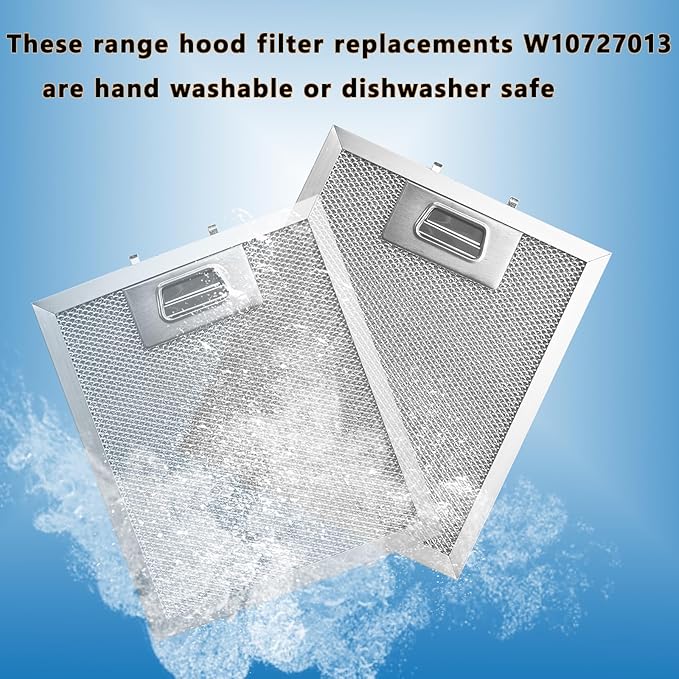 W10915369 Range Hood Filter 8.75 X 7.5 Inch Fit for Kitch-en Aid Whirlpo-ol Je-nn Air Exhaust Fan Filters 5-Layer Aluminum Grease Vent Filter Replacement PS11769929 W10727013 AP6037197 4455083 2pack