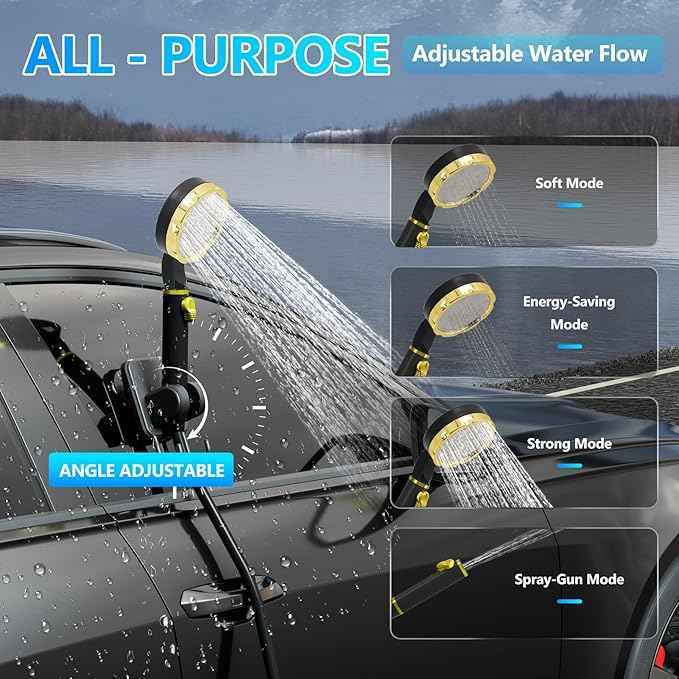BSEED Portable Shower for Camping with Immersion Water Heater, 6000mAh Rechargeable Camping Shower with Intelligent LED Display, Outdoor Shower for Hiking, Travel, Pets & Car Washing, Wartering Plants