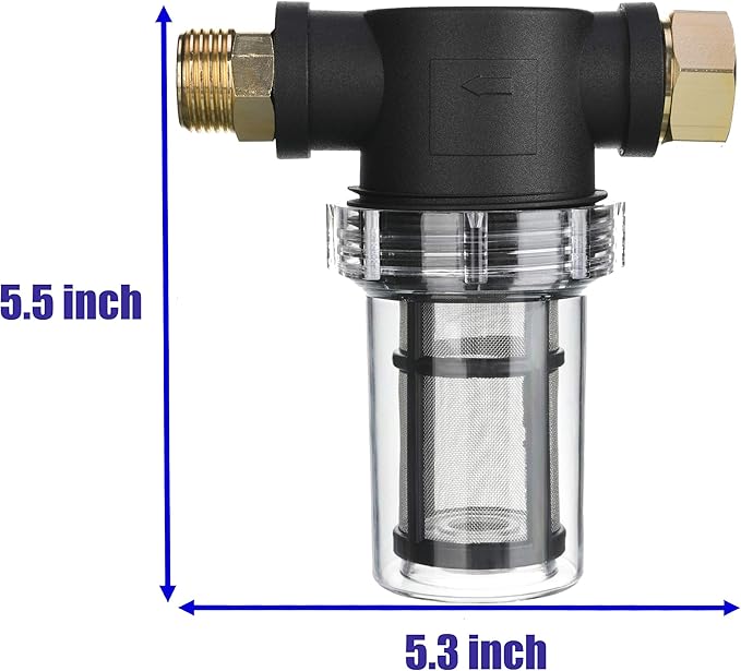 M MINGLE Garden Hose Filter for Pressure Washer inlet Water, Inline Filter for Sediment, 40 Mesh Screen, Extra 100 Mesh - AquaVibe