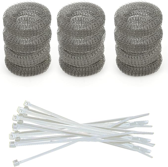 Washing Machine Lint Trap – Stainless Steel Hose Filter, Mesh Drain Catcher, Washer Sock Lint Remover, Rust-Free Snare Laundry Filter with Nylon Cable Ties, 29cmx6.5cm – 12-Pack - AquaVibe
