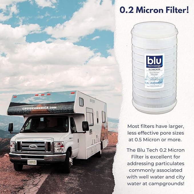 GoBluTech Trio RV Water Filter Recharge Pack for R3 & AR3-2.5” x 5” for RV Water Filter System, 0.2 Micron High Flow, Granular Activated Carbon “Tasty”, and Sediment “Longevity” - US Veteran Owned