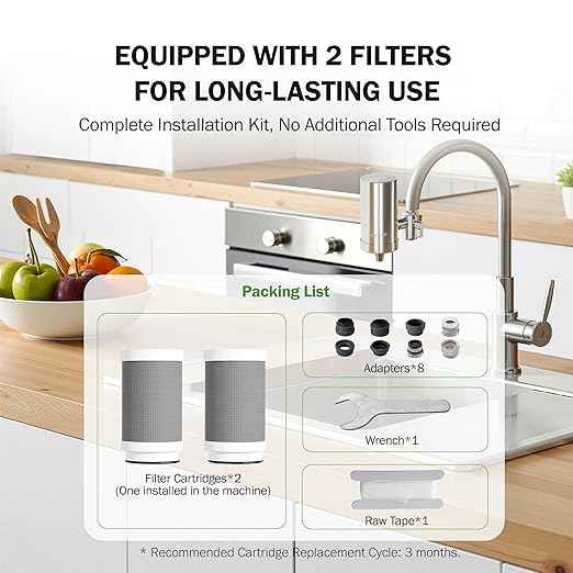 Frizzlife FS99 Water Filter for Sink Faucet, 2 Filters (1 pre-installed) Certified Reduce 99% Lead, Heavy Metal For Skin Care, 360° Rotating＆304 Stainless Steel Tap Water Purifier for Kitchen/Bathroom - AquaVibe