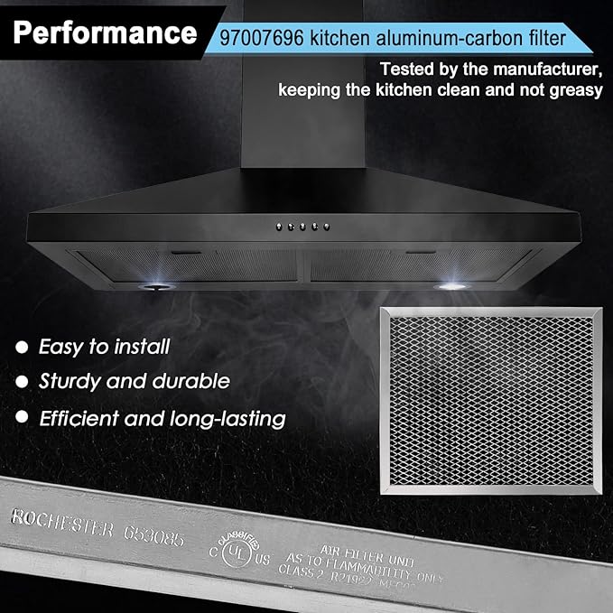 97007696 41F Grease Filter fit for B-roan Nu-tone Range Hood 8-3/4" x 10-1/2" Aluminum Mesh Charcoal Filter Compatible with Most Brand Stove Vents -2 PACKS by Fetechmate