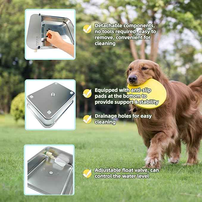 3 Gallon Automatic Water Dispenser for Dogs Stainless Steel Outdoor Drinking Bowl Self-Filling Water Bowl for Large Dogs – Slow-Drink,Splash-Proof Design,Suitable for Cats,Dog(11L-A)