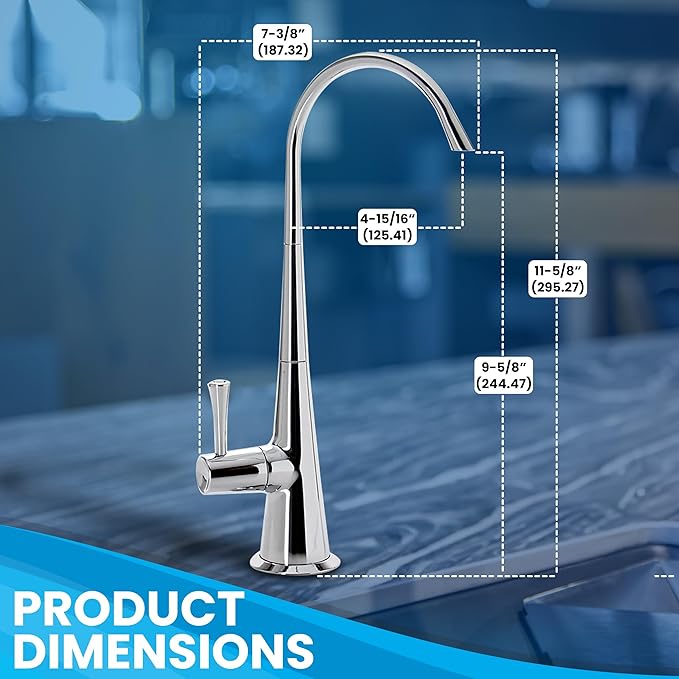 Metpure Non-airgap Brass RO Faucet Reverse Osmosis Drinking Water Filtration System Water Dispenser Spout. Contemporary Style. Include Wrench and Faucet Adapters. Chrome.
