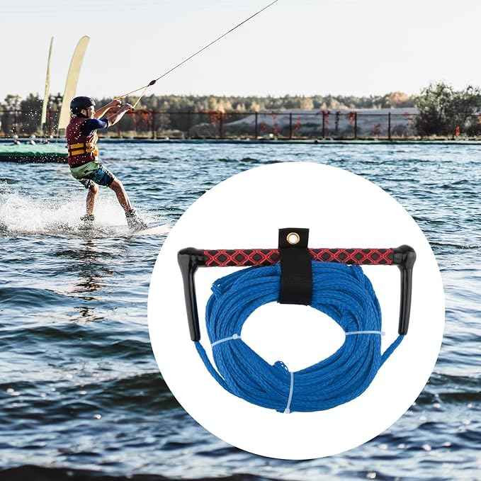 Water Ski Rope Wakeboarding Tow Line with Handle Grip Heavy Duty Water Ski Tow Rope Wakeboard for Surfing Accs, Blue Rope