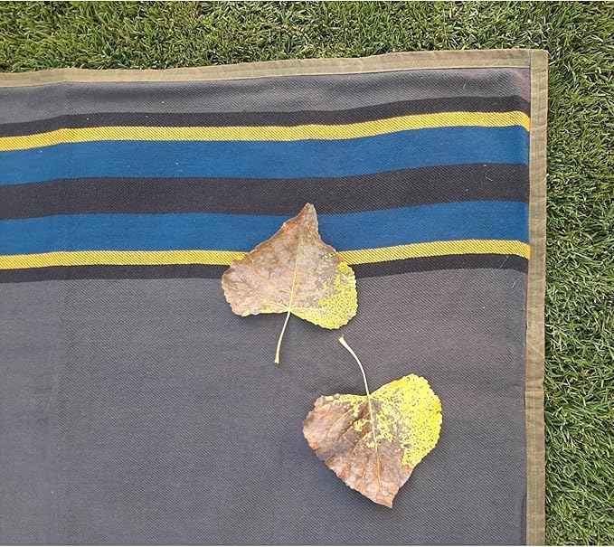 Canvas Camp Blanket – Waterproof Outdoor Blanket, Waxed Canvas with Water Repellent Backing, Bushcraft & Campfire Friendly, Ideal for Camping, Hiking, Beach, Picnic & Festivals (Blue/Grey, Regular)