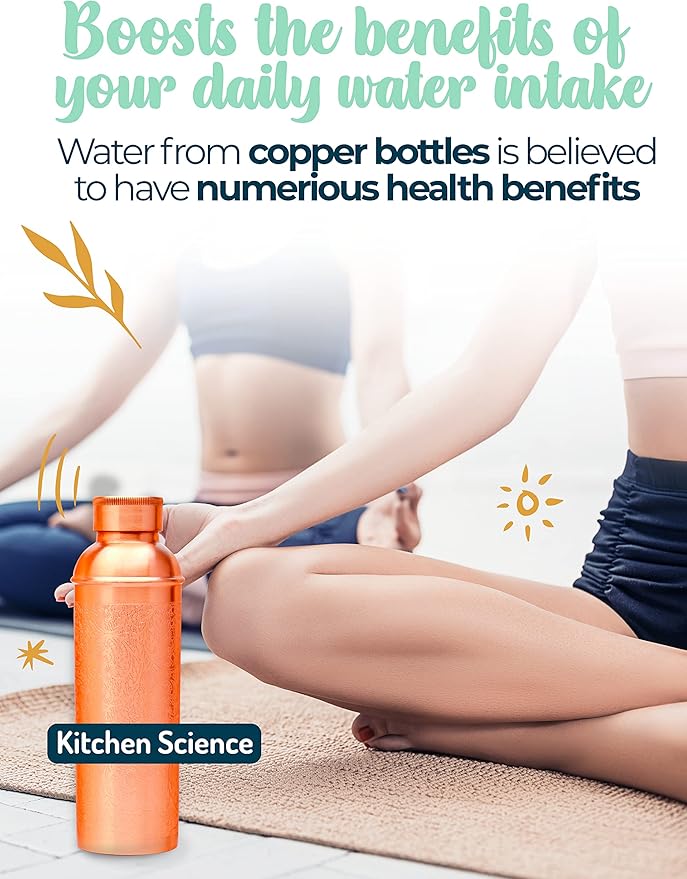Authentic Ayurvedic Designer Copper Water Bottle of 34 Oz/1000 ml with Carrying Canvas Bag & Sleeve for Drinking Water | Leak-Proof & Lab Tested