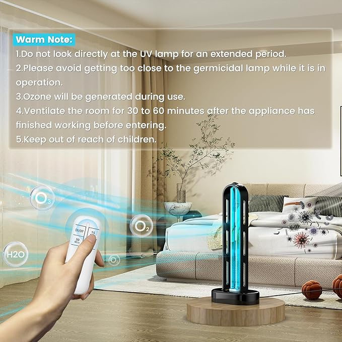 2 Pack UV Light Sanitizer, Ultraviolet Lamp with Remote Control for Bed Bugs and Dust Mites, Home Disinfection Device UV Lamp for Home, Room & Kitchen, Ultraviolet Light with 3 Speed Timings