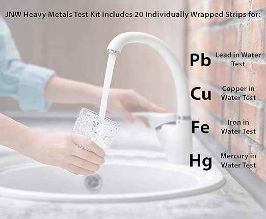 Heavy Metals Water Test Kit - Drinking Water Test Strips with eBook - Quick and Accurate Testing Kits for Drinking Water - Test Iron, Copper, Mercury, and Lead - 20 Test Strips by JNW Direct
