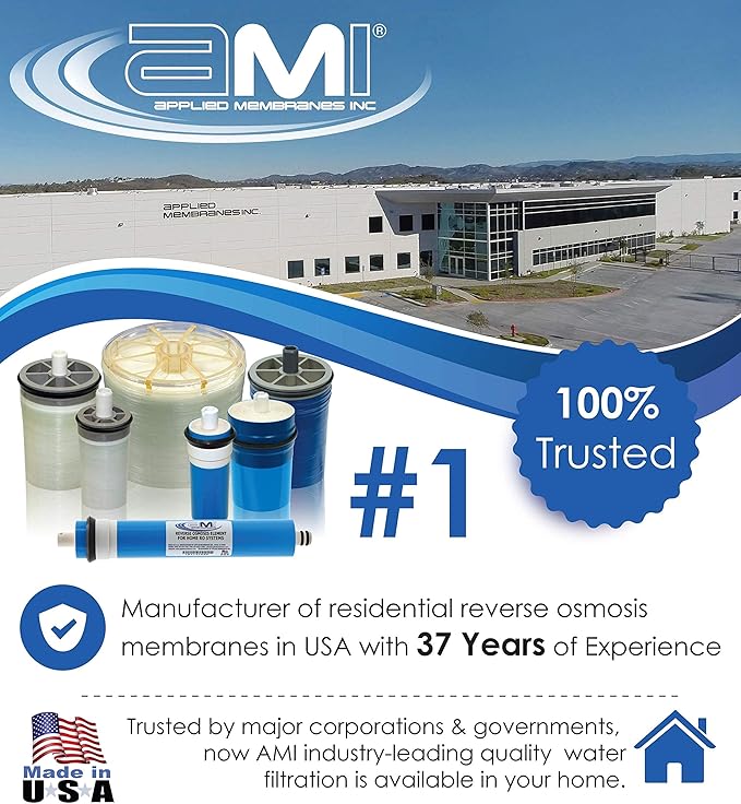 APPLIED MEMBRANES INC. 75 GPD Reverse Osmosis Membrane | RO Membrane Water Filter Replacement for Reverse Osmosis Water Filtration System | 1.8" x 12" Universal Compatibility, Pack of 10
