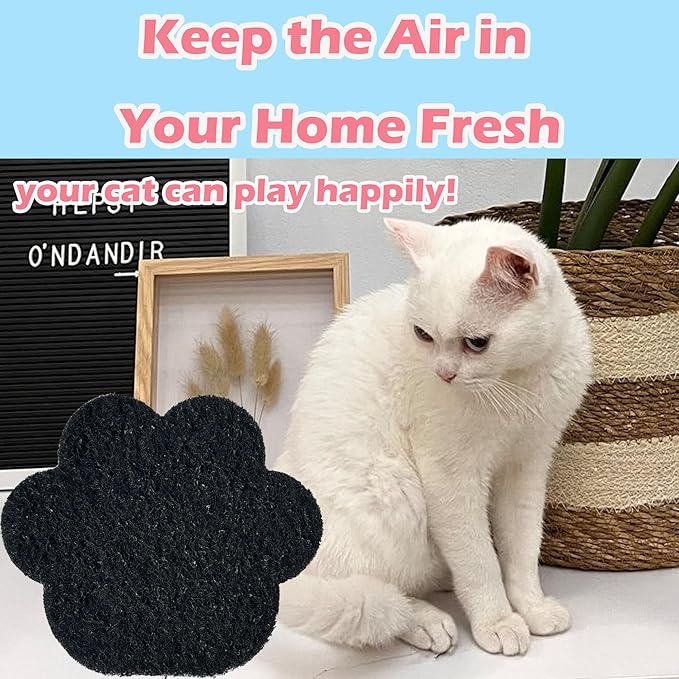 Box Stick-on Carbon Filters Compatible with Most Cat Litter Box, Activated Charcoal Filters Replacement to Absorb Odors and Litter Box Deodorizer for Keep Home Fresh (12 Pack)