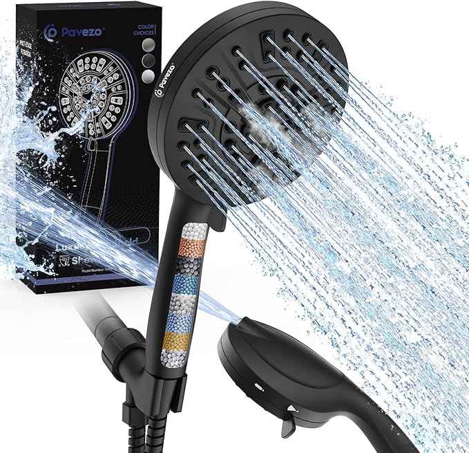5-Inch High Pressure Handheld Shower Head with 10-Mode Powerhead, Extra Long 72-Inch SS Hose, Matte Black