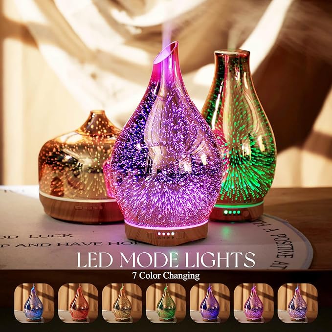 Porseme 280ML Essential Oil Diffuser, Aroma Ultrasonic Humidifier with Remote Control, BPA Free, Auto Shut-Off, Timer Setting