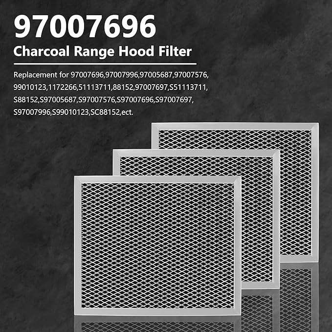 97007696 Replacement Filter For B-Roan - 10.5 X 8.75 Range Hood Filter Compatible with Stove Vent Fan With Aluminum Mesh Charcoal Combo By Funmit- Replaces 6105c 97007697-3 Pack - AquaVibe