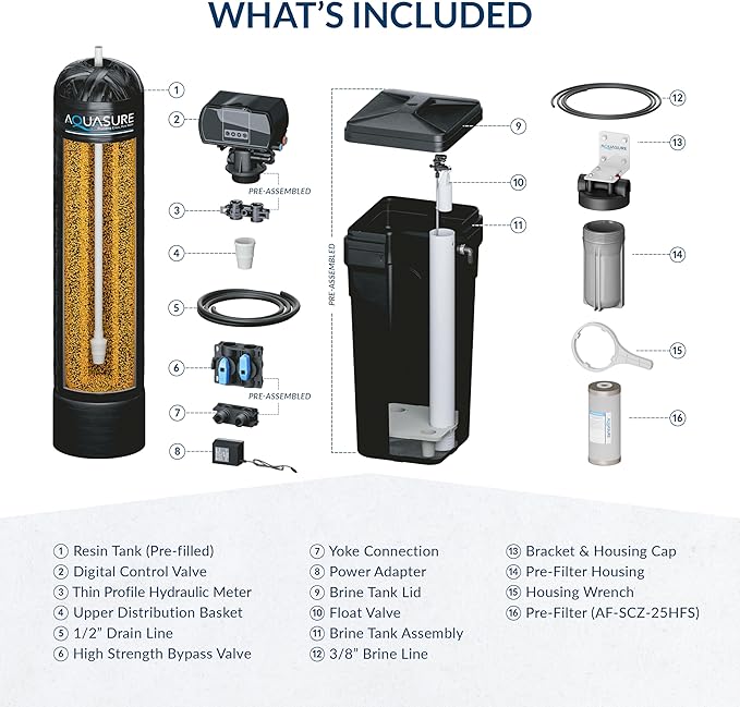 Aquasure Harmony Series 40,000 Grains Whole House Water Softener with High Performance Automatic Digital Metered Control Head | Reduces Hardness & Minerals | Improve Water Quality | For 3-4 bathrooms