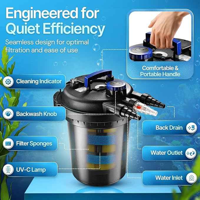 Flexzion Bio Pressure Pond Filter with UV-C Light Clarifier - 1400-2600 Gallons (10000L) GPH Filtration System - Suitable for Koi Ponds, Ornamental Pools, Landscape Water & Fish Aquariums
